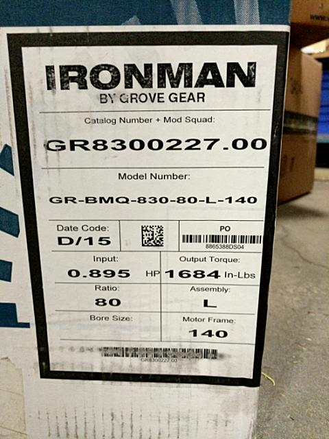 Grove Gear Ironman GRG-BMQ-830-80-L-140 Gear Reducer 80:1 Ratio - New In  Box | eBay
