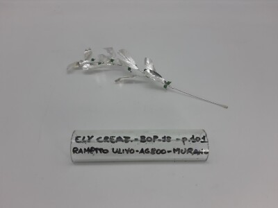 Olivenzweig aus Silber und Murano, Wohndeko, BOP26 Ely Creaziones