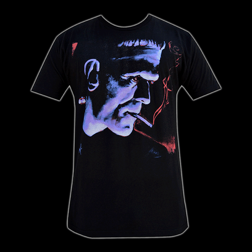 Lowbrow Art Mike Bell Franky Smoking Frankenstein Men's Black T-shirt Tattoo Tee - Picture 3 of 4