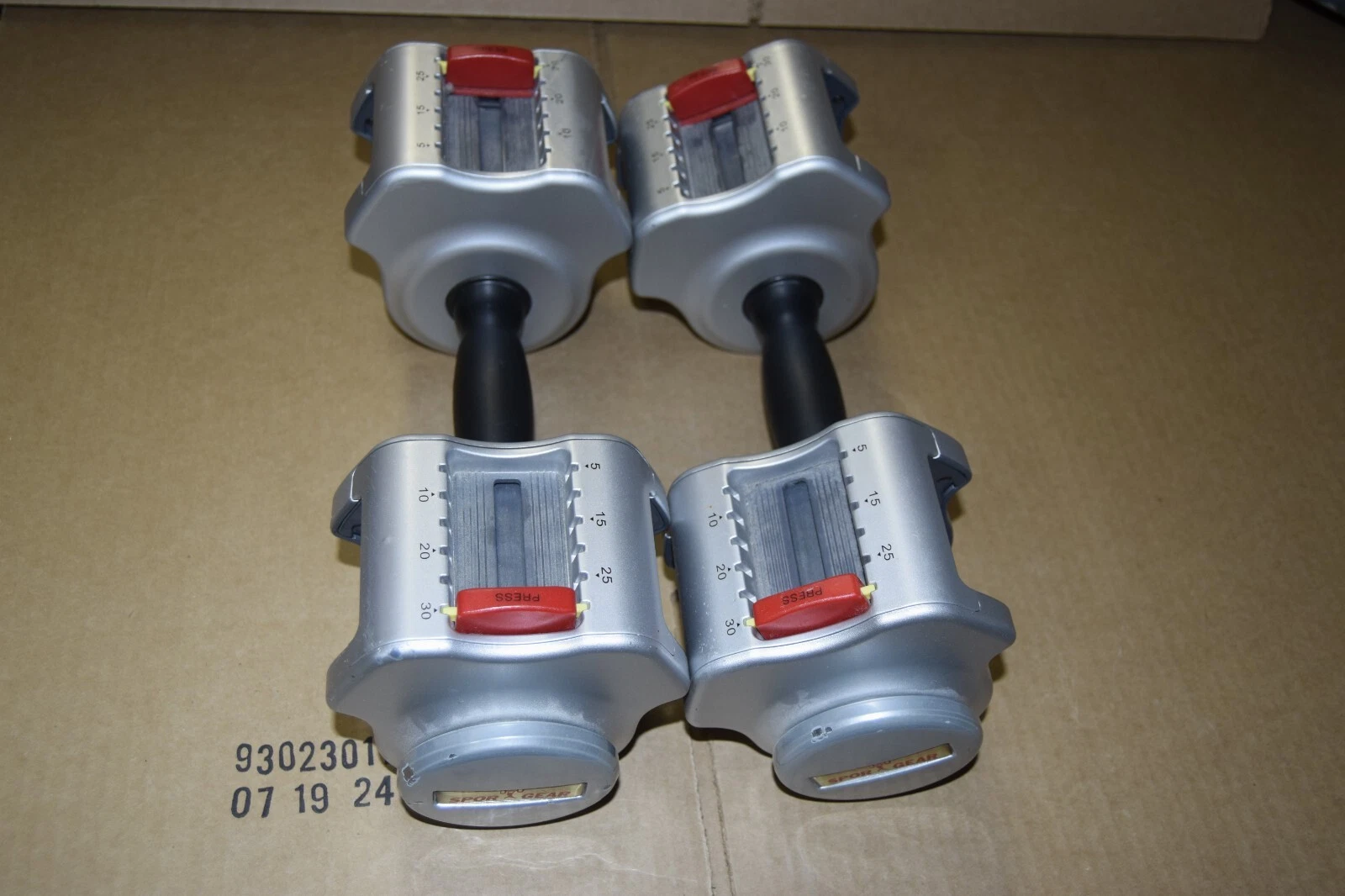 SportGear 5-30 Lbs Pound Adjustable Dumbbell **HANDLES ONLY! Vintage?**