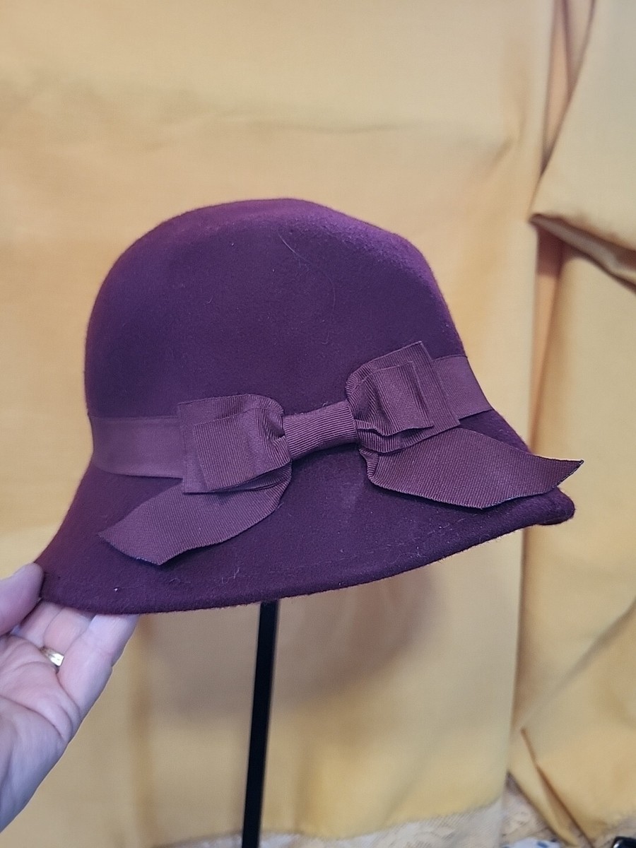 Vintage Purple Wool Cloche Hat with Bow Detail Vintage Bollman Hat Co. Wool Felt Hat | Purple Bowler Cloche  main image 3