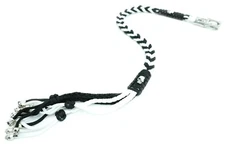Paracord Motorcycle Biker Whip Get Back whip Metal Skulls 36" BLACK / WHITE