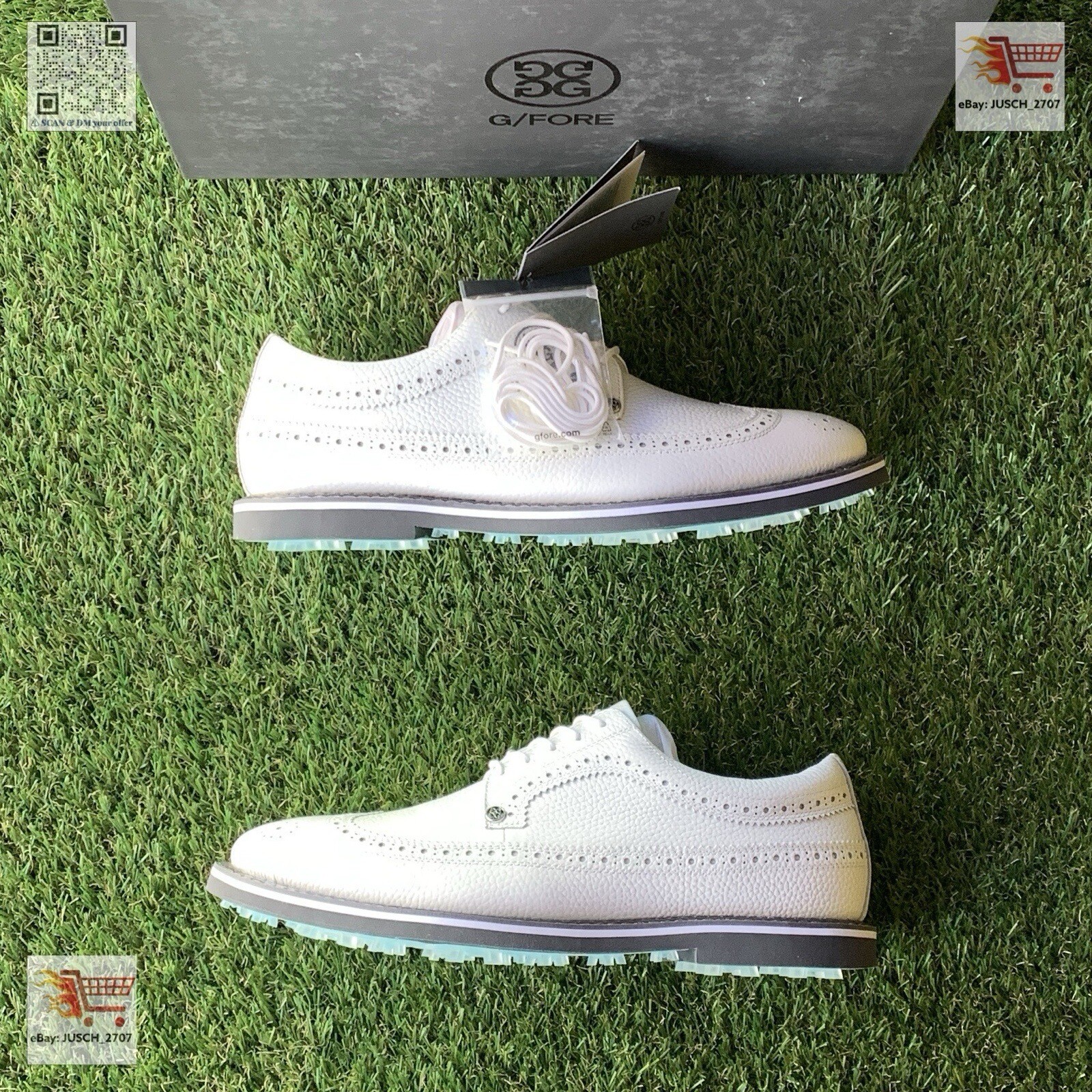 G/Fore Gfore Wingtip Longwing Golf Shoes Sneaker⛳️ US 11 ⛳️ White