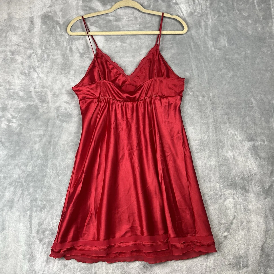 Victoria's Secret Y2K  Women Red Slip Dress LargeBaby Doll Preppy lace trim - Image 3 of 4