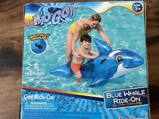 BestWay Blue Whale Ride-On Swimming Pool Toy with Handles Brand New 62x37 Float
