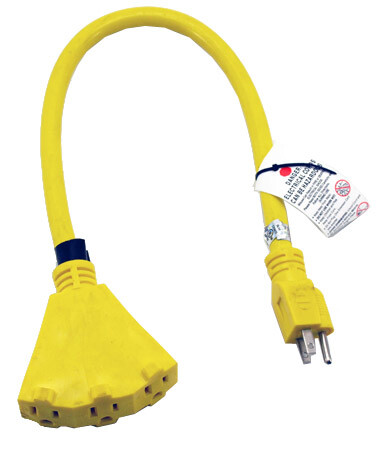 Tri-Tap 12 gauge Cable Extension Cord Plug - Converts 1 Outlet to 3 ...