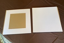 12" Square Smooth White Matboard w/ 7.5" Square Cut Opening Frame Mount Picture