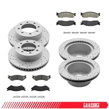 Front & Rear Drilled Rotors Ceramic Brake Pads Kit for Dodge Ram 1500 2500 3500