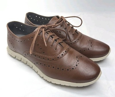 Cole Haan ZeroGrand Brown Oxford Leather Sneaker Wingtip Brogue Women's Sz 7.5B