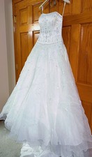Bride Wedding Dress Size 4 Oleg Cassini Strapless Beaded Lace David’s Bridal