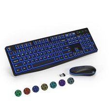 2.4G FullSize Ergonomic Wireless Keyboard Mouse Combo Quiet Click RGB Rainbow