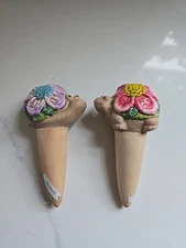 Creative Co-op Terracotta Self-watering Plant Spikes 2 Turtle Snail Flowers New