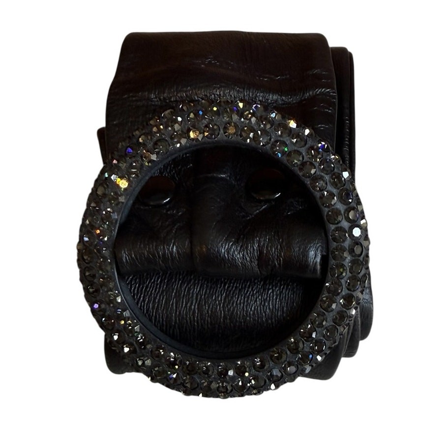 Vintage Wide Leather Cinch Belt Black - image 3