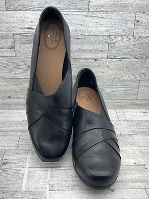 Clarks Unstructured Shoes Womens Size 12 UN Damson Adele Comfort Heel Leather