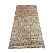 3'x6' Coffee Brown Plain Solid Pattern Hand Knotted Ghazni Wool Runner Rug 21945