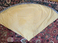 Williams Sonoma Yellow W/ Blue Trim India Print Round Tablecloth 68”
