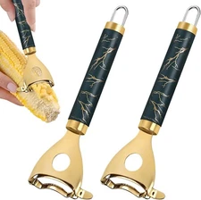 2Pcs Corn Shucker Cob Stripper Tool Peeler Good Grips Stainless Steel
