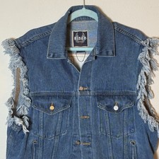 Vintage Harley Davidson biker blues denim vest American flag back piece mens S