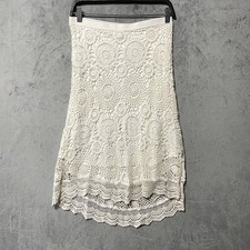 Ivory Cotton Crochet Lace Skirt Small Boho Romantic Floral