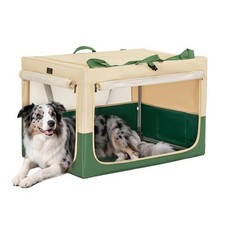 36" Collapsible Dog Crate for Large Dogs - Portable Soft Kennel Lockable Zippers