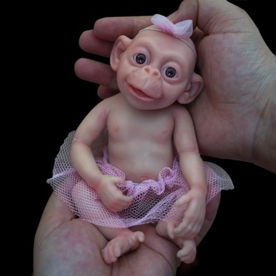 7'' Micro Frühchen Ganzkörper Silikon Affe Baby Puppe ''Lux'' Lebensecht Mini Reborn