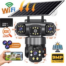 NEW 3 Lens Solar Camera Outdoor Wireless WiFi...