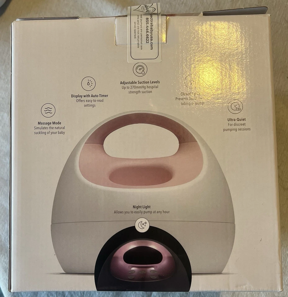 Extractor de leche eléctrico doble Spectra S2 con cable de alimentación encendido lectura, rosa Foto 3 de 4