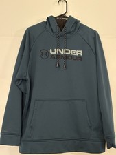 Under Armour ColdGear Men  s Hoodie Medium Blue Pullover Loose Fit Sweatshirt