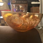Vintage Jeanette Marigold Iridescent Carnival Egg Nog Set Punch Bowl with 6 cups