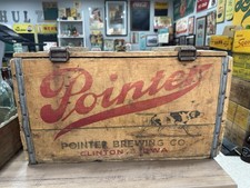 CLINTON, IOWA rare 1930s Pointer Brewing Co Bottle Crate Shipping Box Beer Dog
