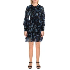 Beulah Womens    Black Picot Trim Ladder Stitch Midi Shirtdress S BHFO 6839