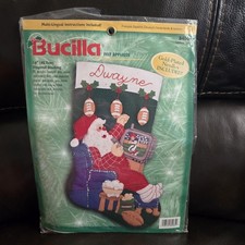 Bucilla Felt Christmas Stocking Kit Sideline Santa 84065 Appliqu  Vintage NOS