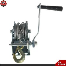 Heavy Duty Hand Crank Winch Crank Cable Gear Winch With Rope Hook 800lbs New