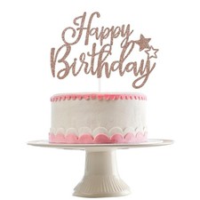 LeeSky Rose Gold Happy Birthday Cake Topper, ...