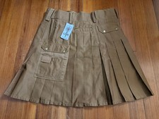 UTKilts Utility Kilt Mens 40 Khaki Pleated Poly Cotton Cargo Pockets Adjustable