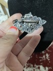 Vintage Silver Tone Brooch, Cat Playing In Nature. 2 X 1.25 Inches — photo 3