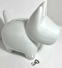 West Highland Terrier White Dog Piggy Bank w/Stopper & key•made in Germany,Cilio