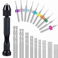 36 Pieces Hand Drill Set, Include Pin Vise, Mini and Twist Drills for Craft Carv