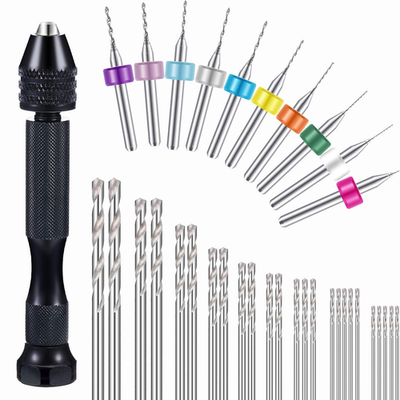 #ad 36 Pieces Hand Drill Set Include Pin Vise Mini and Twist Drills for Craft Carv $12.48