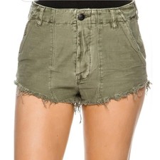 Free People High Waisted Olive Green Cutoff Denim Shorts Size 4 Boho Festival