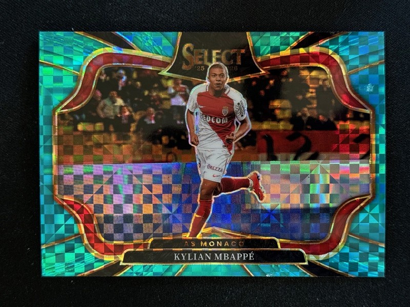 2025-26 Panini Select Ligue 1 Kylian Mbappe Teal Checker Monaco