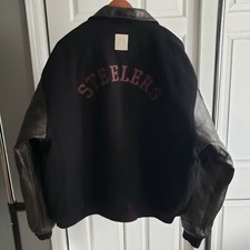   MENS PITTSBURGH STEELERS LEATHER/WOOL VARSITY JACKET SIZE XL  