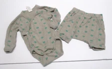 INFANT BOYS GIRLS KATE QUINN GRAY & GREEN APPLE KIMONO SHORTS OUTFIT SIZE 0-3 M