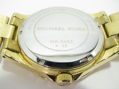 Michael Kors Runway Gold Tone Watch Simulated Diamonds Black 