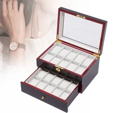 20 Slot, Jewelry Watch Storage Case Cabinet Wooden Drawer Box Display Organizer