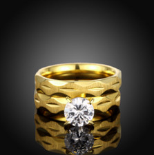 Womens Gold Plated Round AAA CZ Crystal Wedding Engagement Ring Set Size 6 GR14