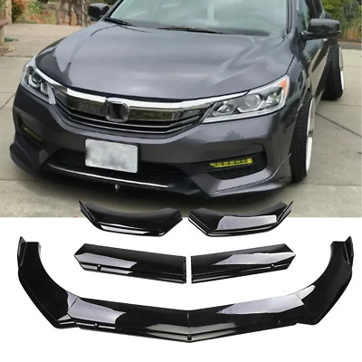 Front Bumper Lip Spoiler Splitter Body Kit For Honda Accord Glossy Black Style