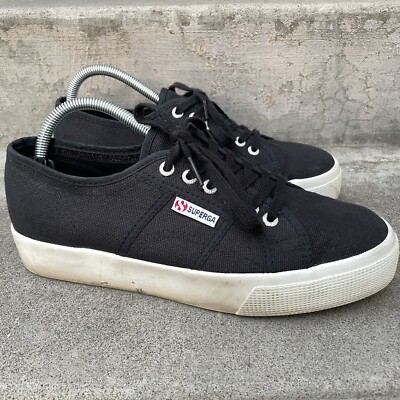 Superga 2730 Cotu Flatform Black White Canvas Unisex Sneakers Womens  Mens