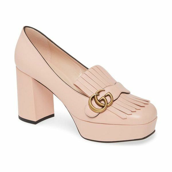 GUCCI MARMONT PERFECT PINK GG KILTIE PLATFOFRM PUMPS EU 37 I LOVE