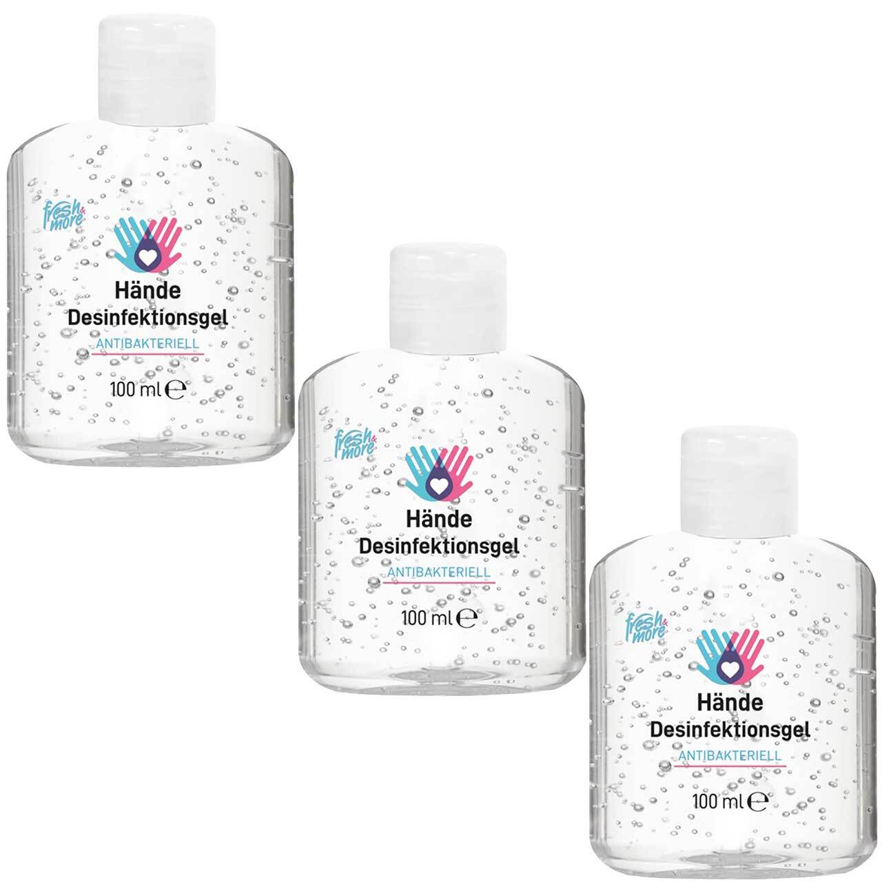 3x Fresh & More Hand-Desinfektionsgel Antibakteriell Reisegröße ( 3x 100ml )